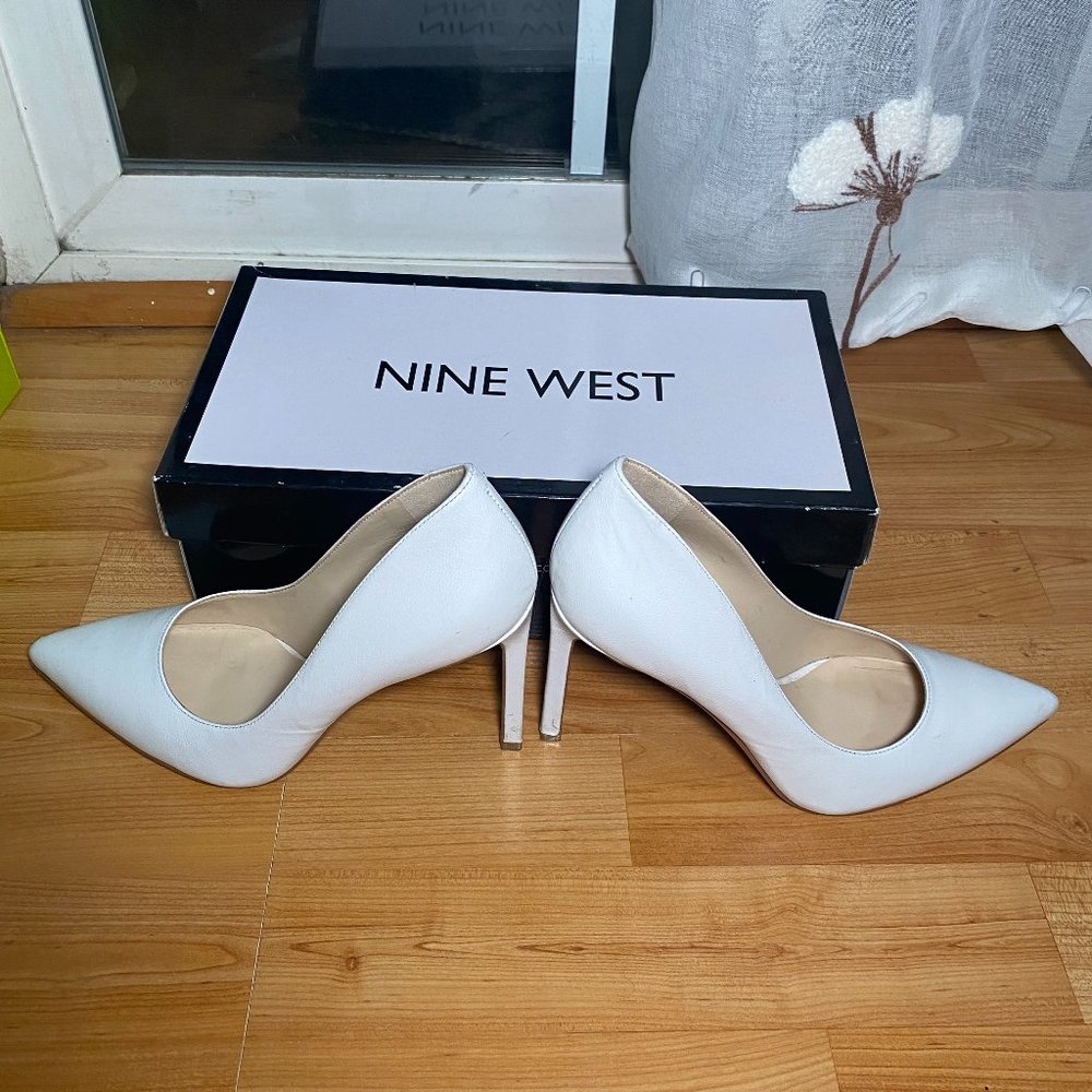 nine west white high heel